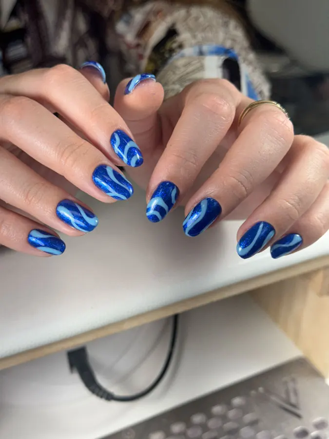 Russian gel manicure with design by Alina
