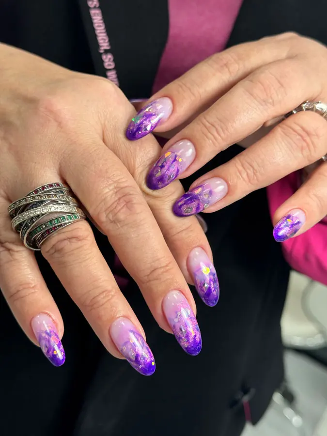 Russian hard gel manicure with design by Alina