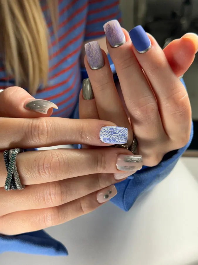 Russian hard gel manicure with design by Alina