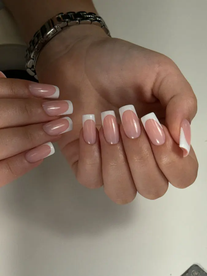 Russian hard gel French manicure by Alina