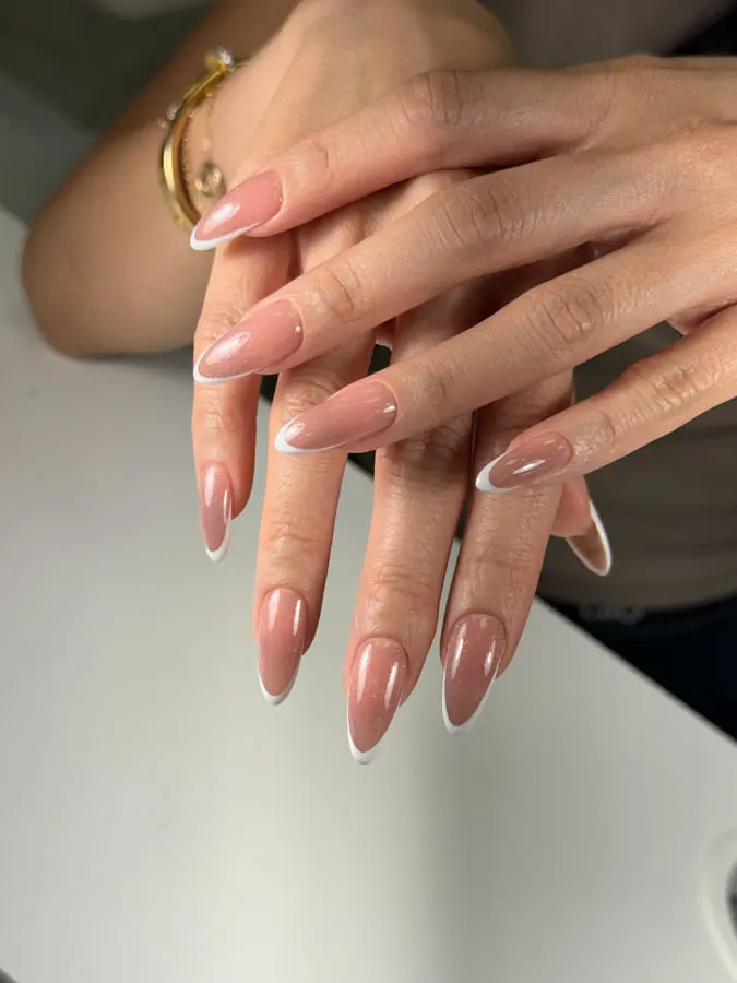 Russian hard gel French manicure by Alina