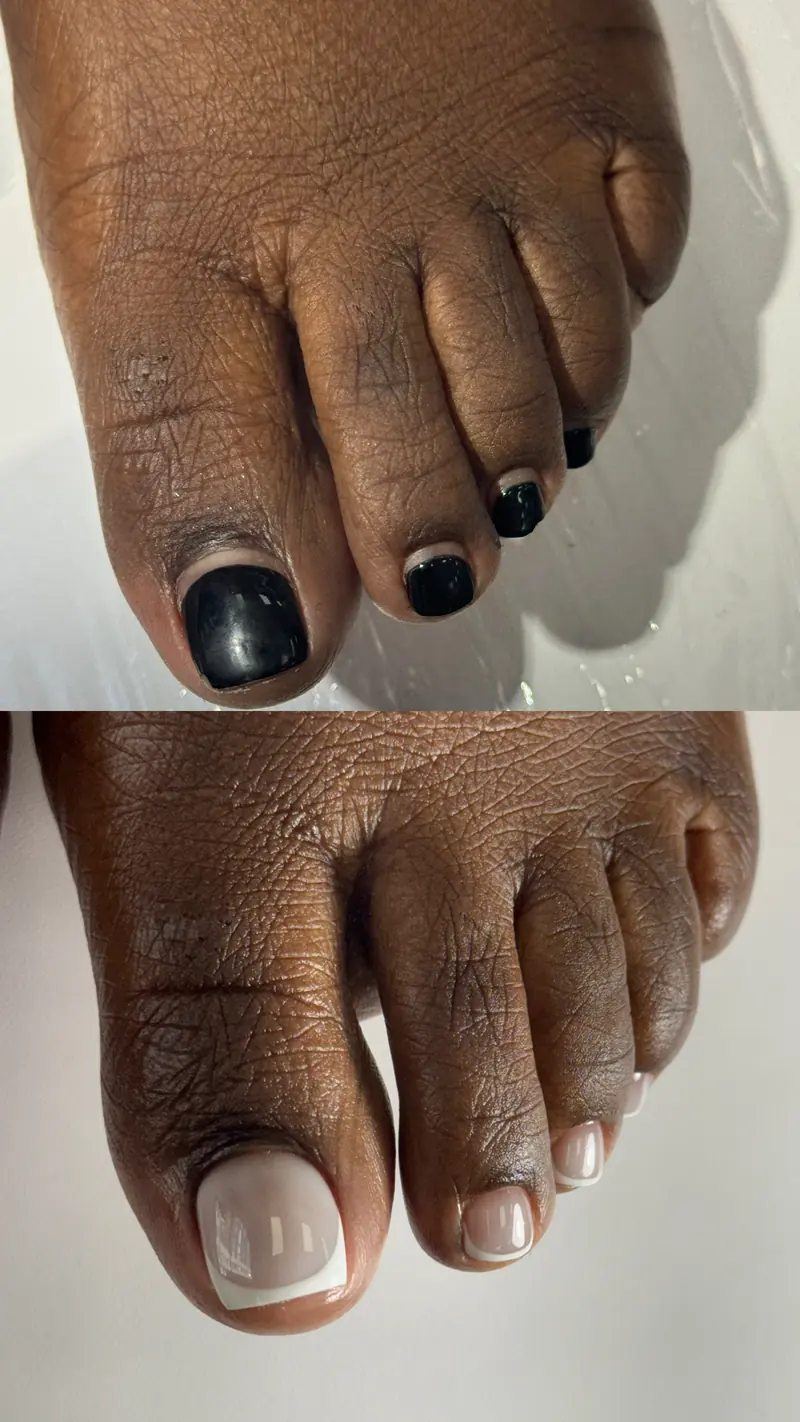 Before and after gel pedicure result in NoMad