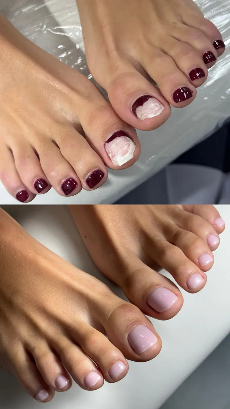 Before and after SMART gel pedicure result in NoMad