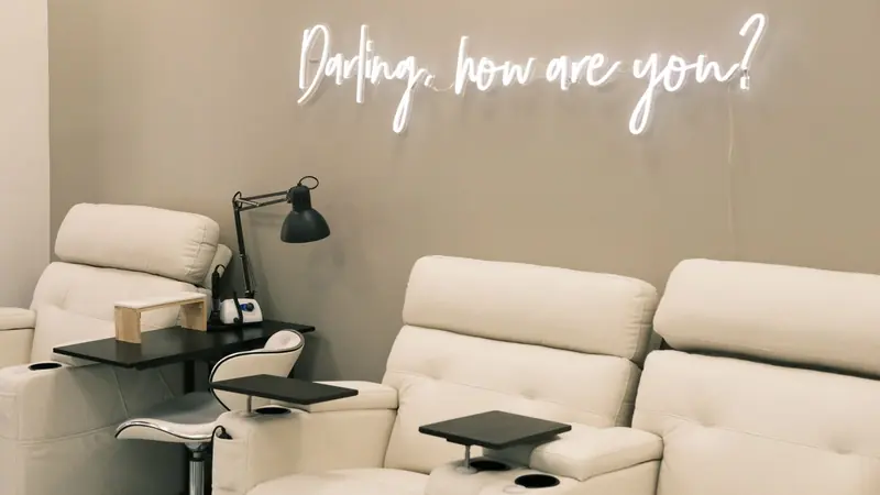 Clean and modern private treatment room at Darlings Beauty Lab salon in Manhattan