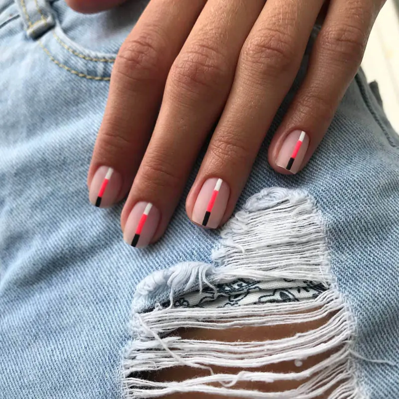 Russian gel manicure with artistic nail design in NoMad
