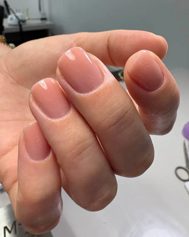 Natural nude Russian gel manicure by Elena