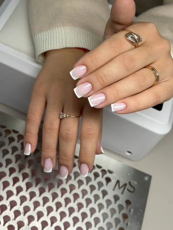 Classic square French gel manicure by Elena