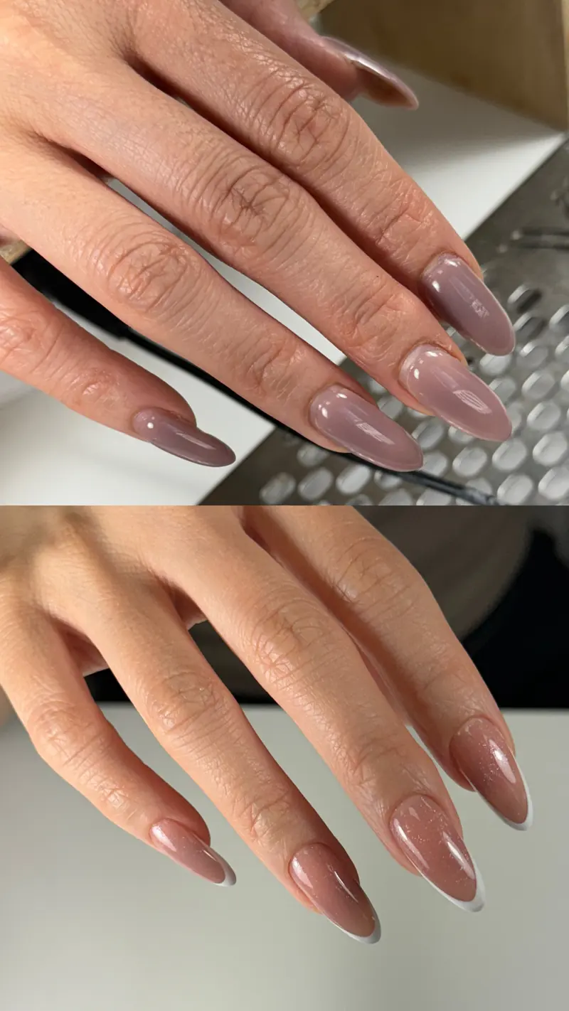 Before and after gel manicure at Darlings Beauty Lab