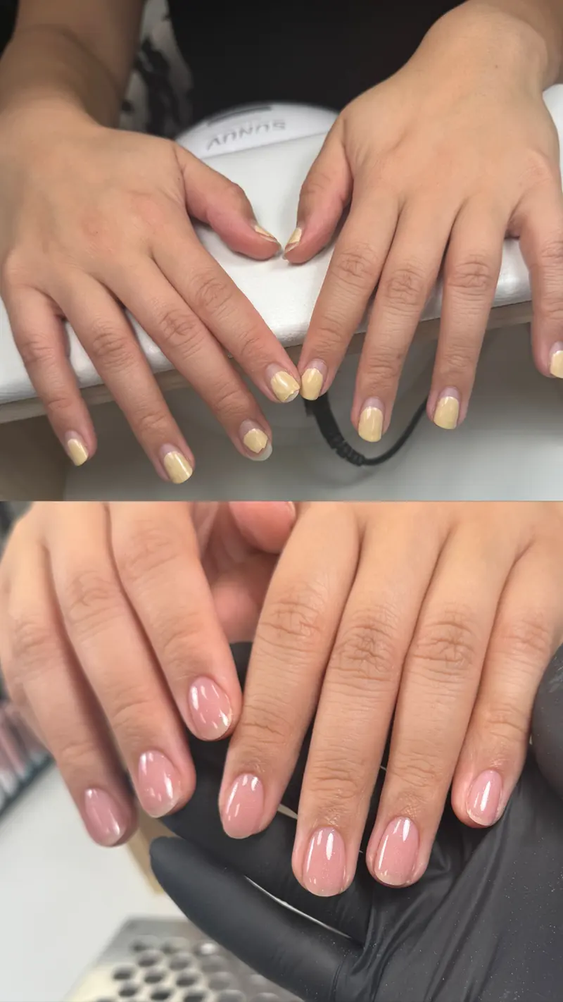 Before and after gel manicure in Manhattan
