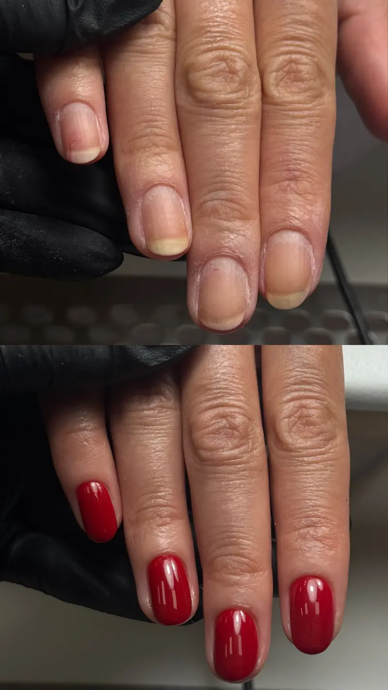 Before and after gel manicure in NYC