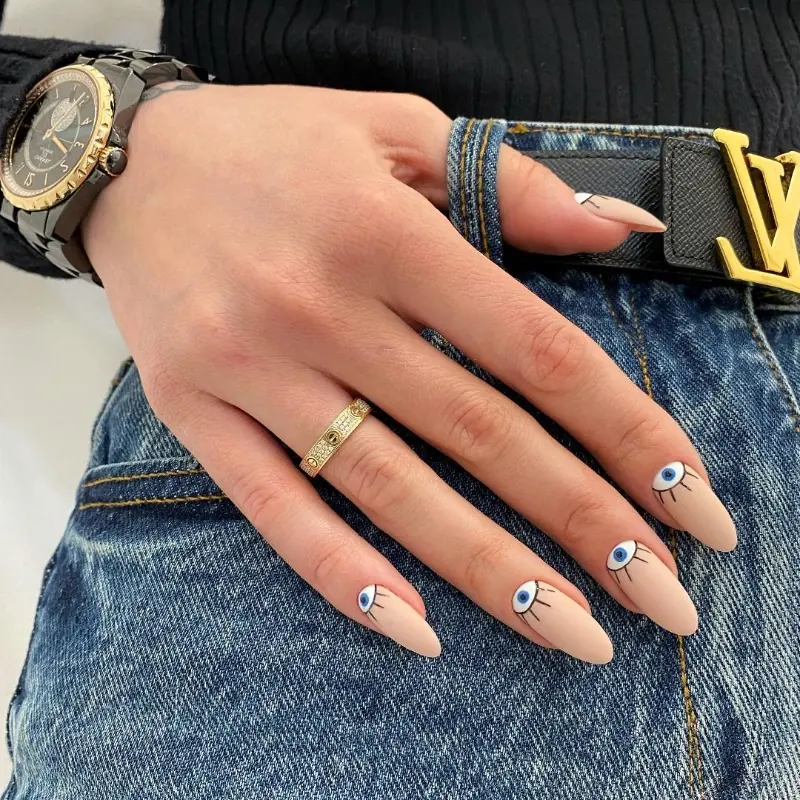 Sample minimal nail art shown as a placeholder for Olha's portfolio