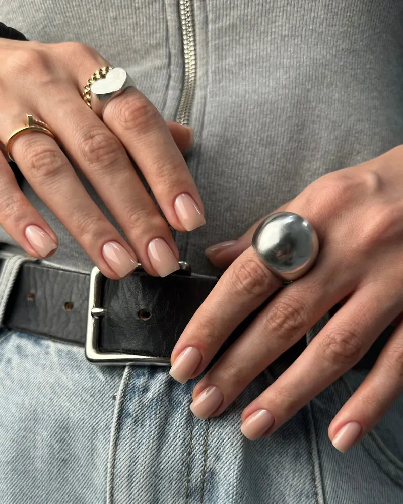 Sample chrome manicure shown as a placeholder for Olha's portfolio