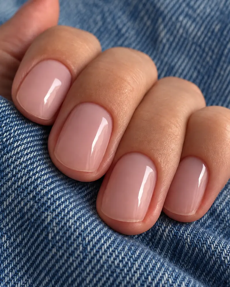 Detailed close-up of smooth natural nails after clear lamination