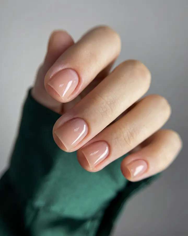 Natural nails with a clear protective lamination finish
