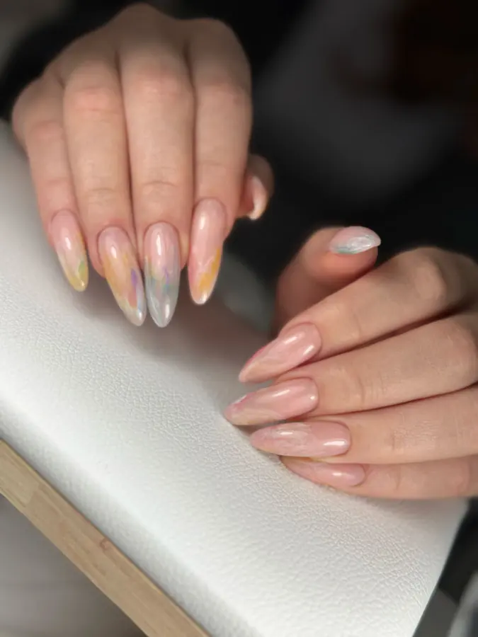 Nail extensions with design by Olha