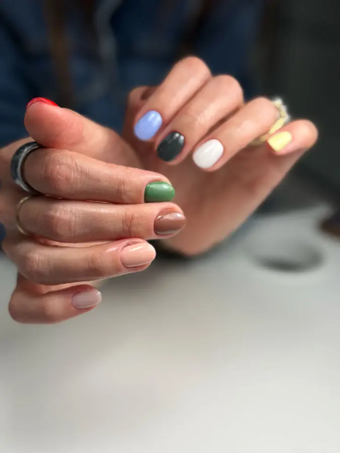 Russian gel manicure with color design by Olha