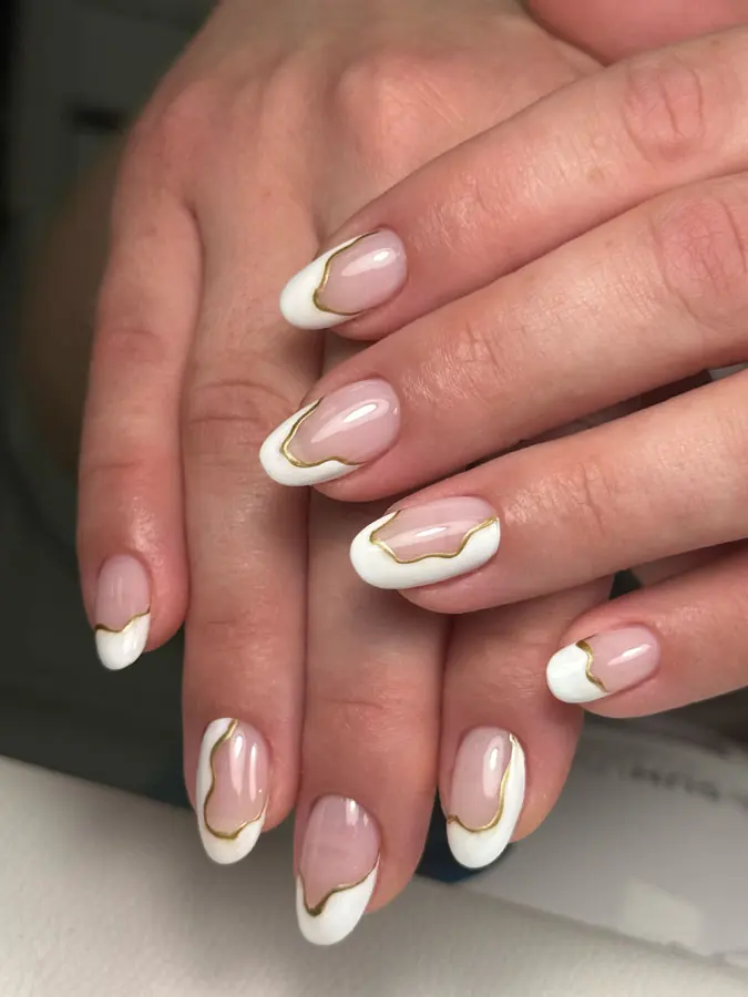 Russian gel manicure with design by Olha