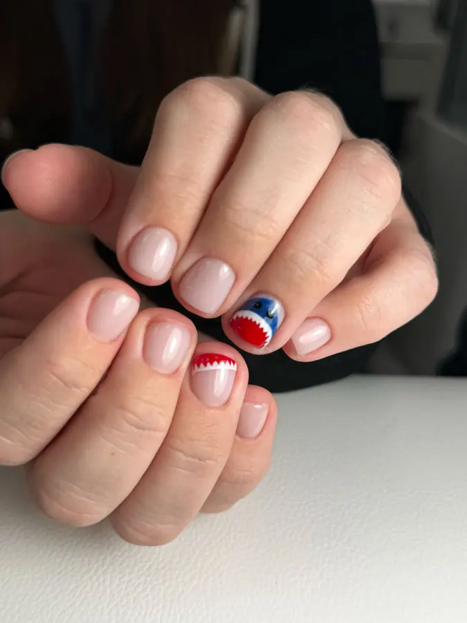 Russian gel manicure with design by Olha