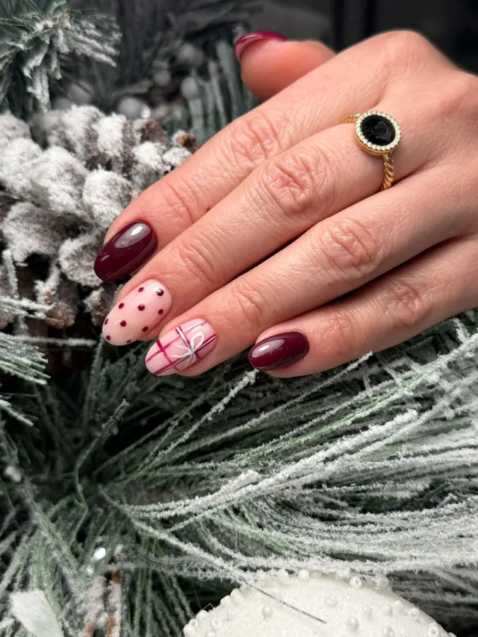 Russian gel manicure with design by Olha