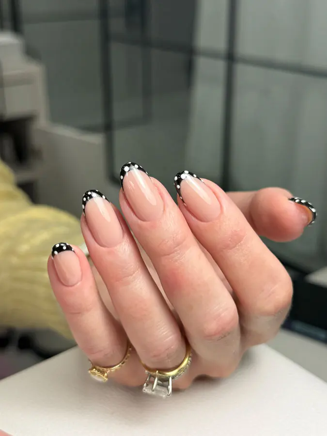 French gel manicure with design by Olha