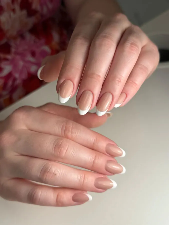 White French gel manicure by Olha
