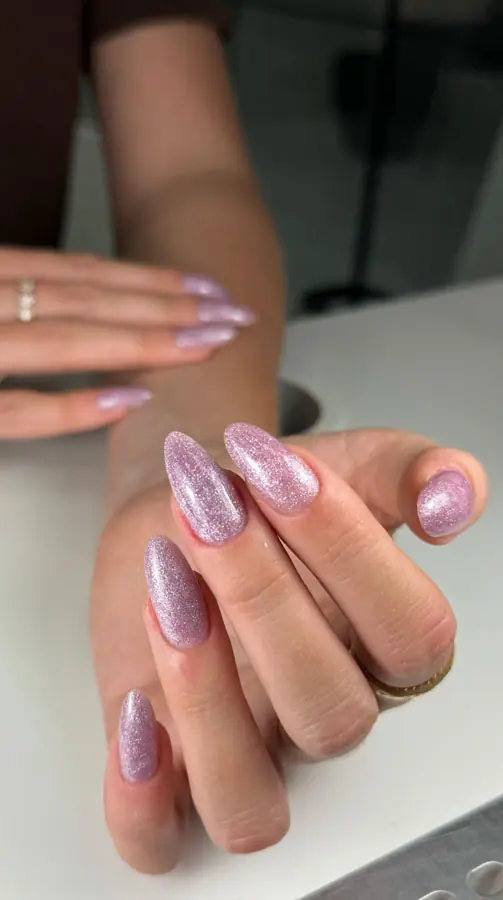 Hard gel cat eye manicure by Olha