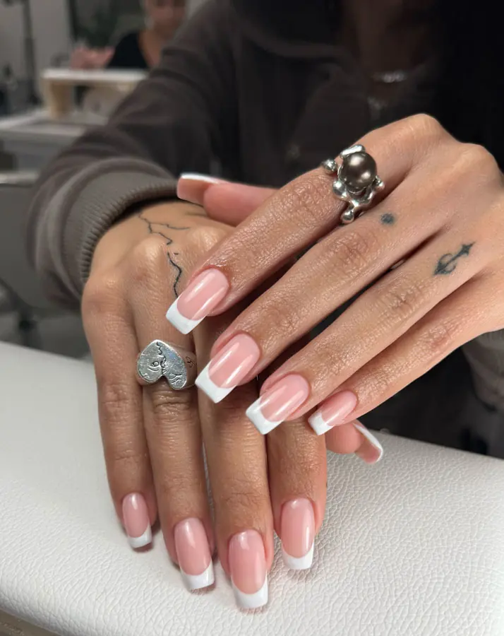 Hard gel French manicure by Olha