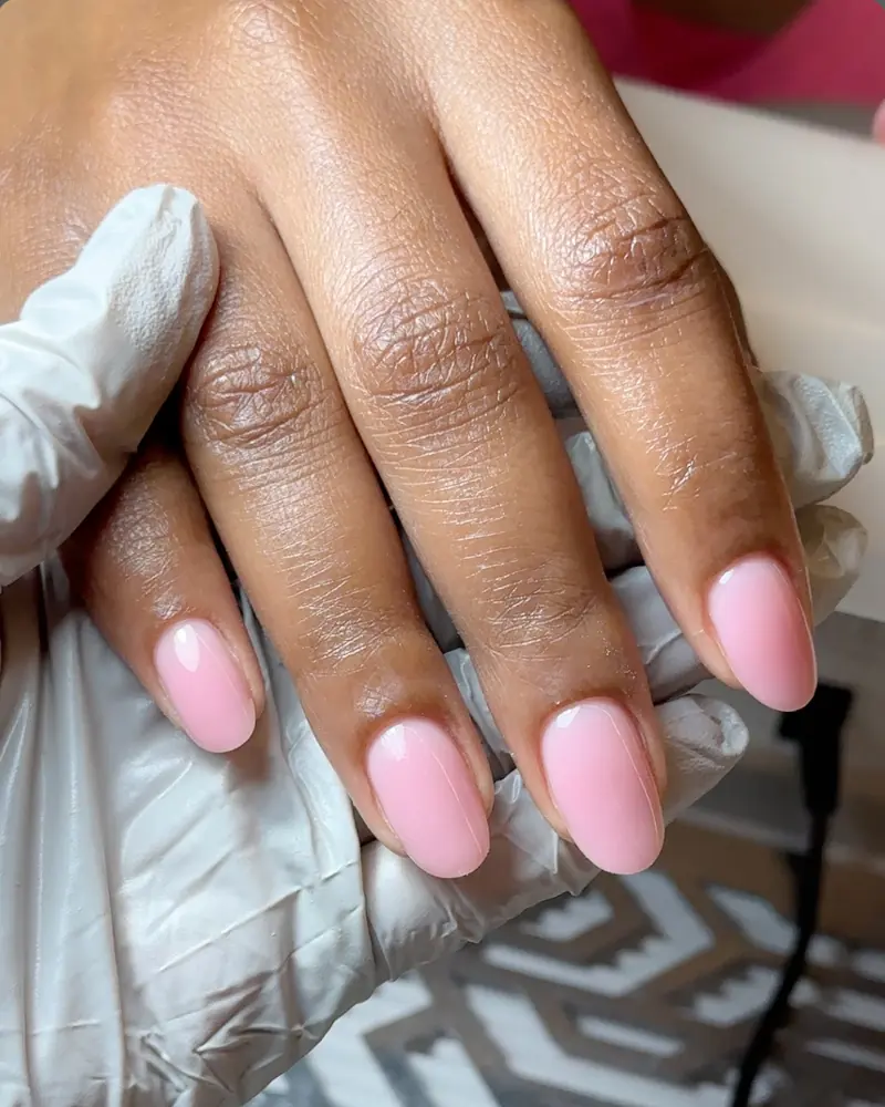 Nude pink Russian gel manicure by Olya