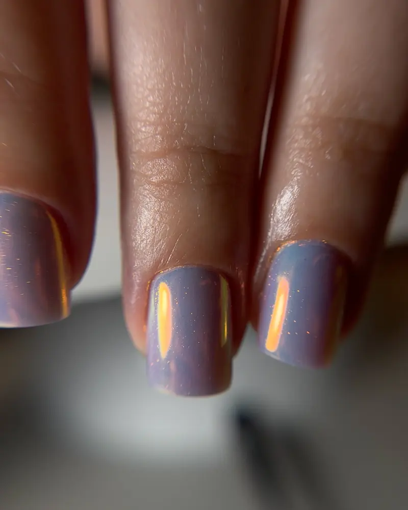 Lilac cat-eye gel manicure by Olya