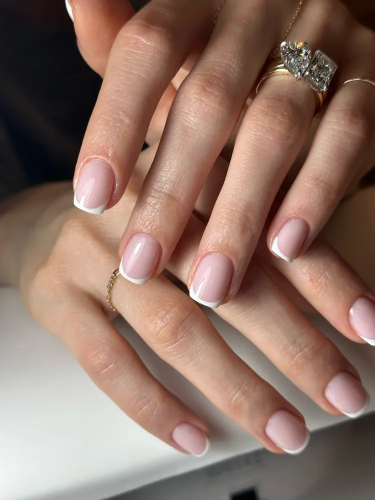Pink French gel manicure by Olya