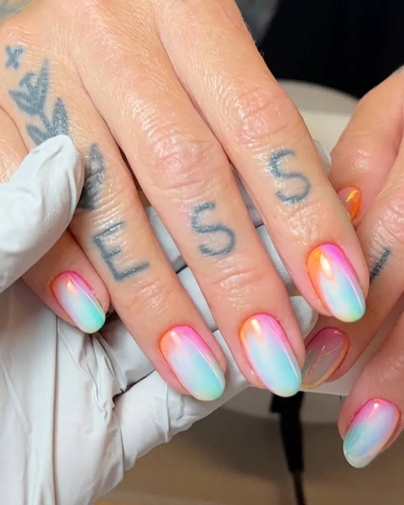 Multicolor ombré hard gel manicure by Olya