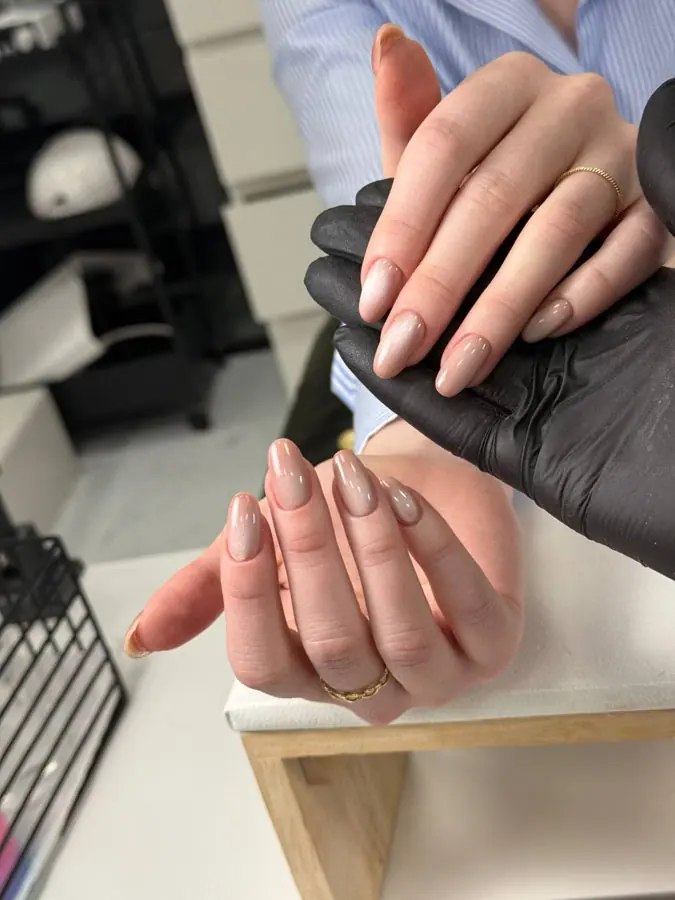 Russian gel manicure with cat eye by Julia