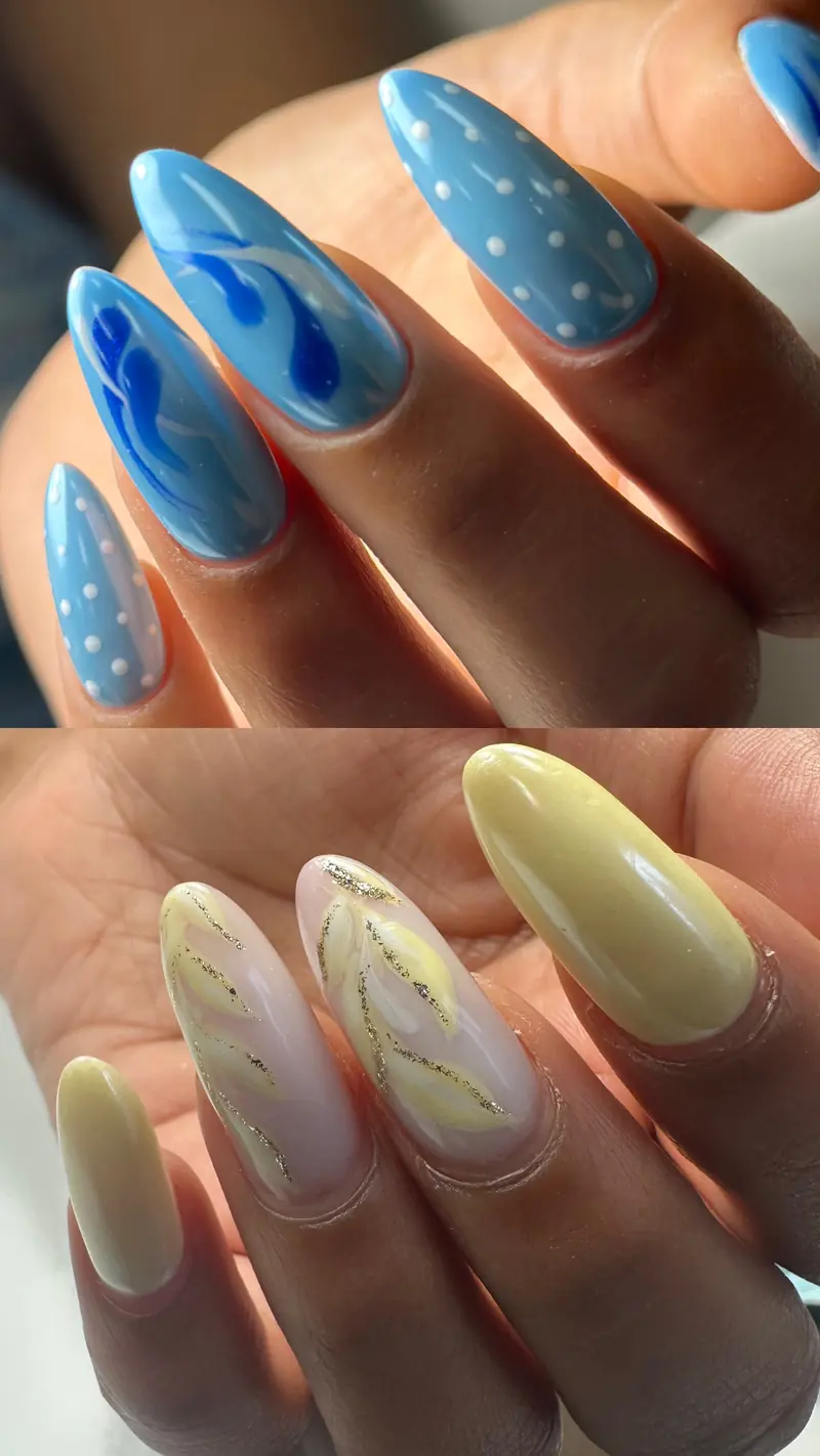 Before and after Russian gel manicure in NoMad